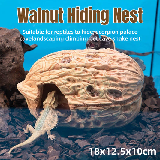 Pet Climbing Shelter Simulated Walnut Resting Box Small Animal Hideaway Decor V528-WALNUT-PIT-590807