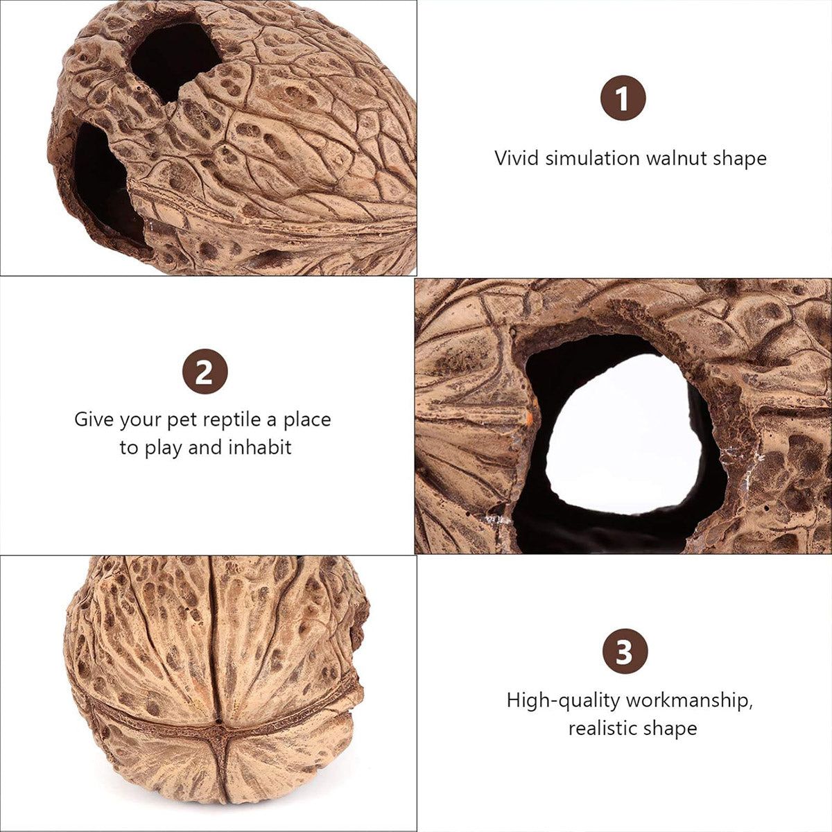 Pet Climbing Shelter Simulated Walnut Resting Box Small Animal Hideaway Decor V528-WALNUT-PIT-590807