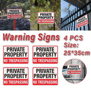 4PCS Reflective Surveillance Warning Signs Metal Security Camera Notice Durable V528-WARNING-BOARD-WHITE-4PCS-280882
