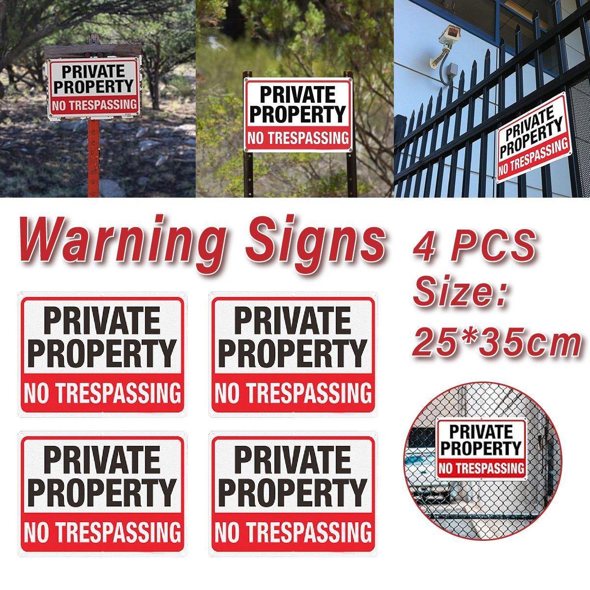 4PCS Reflective Surveillance Warning Signs Metal Security Camera Notice Durable V528-WARNING-BOARD-WHITE-4PCS-280882