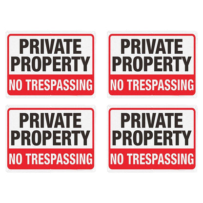 4PCS Reflective Surveillance Warning Signs Metal Security Camera Notice Durable V528-WARNING-BOARD-WHITE-4PCS-280882