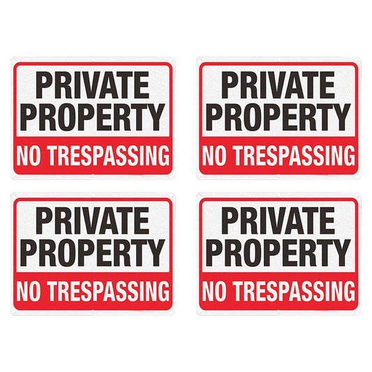 4PCS Reflective Surveillance Warning Signs Metal Security Camera Notice Durable V528-WARNING-BOARD-WHITE-4PCS-280882