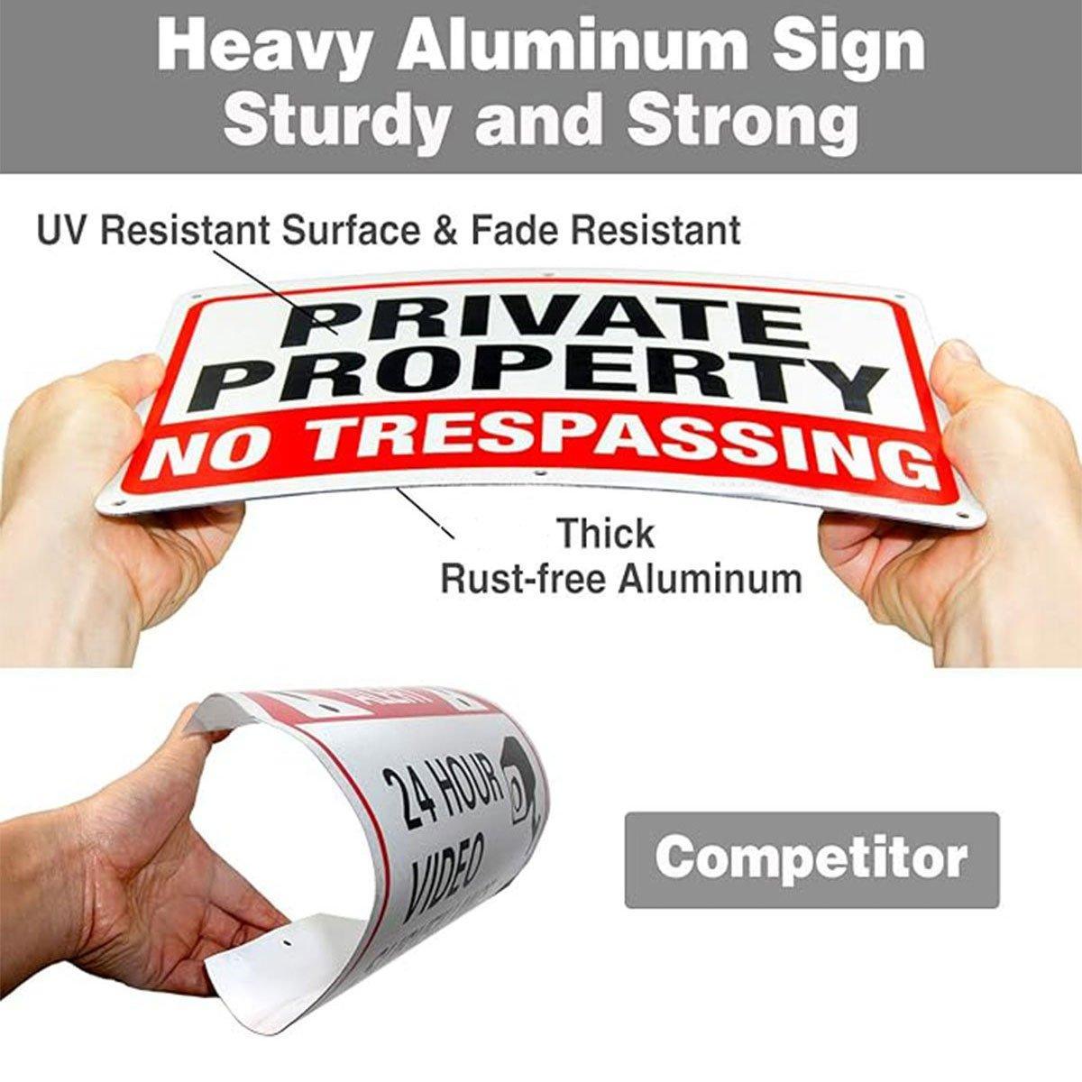 4PCS Reflective Surveillance Warning Signs Metal Security Camera Notice Durable V528-WARNING-BOARD-WHITE-4PCS-280882