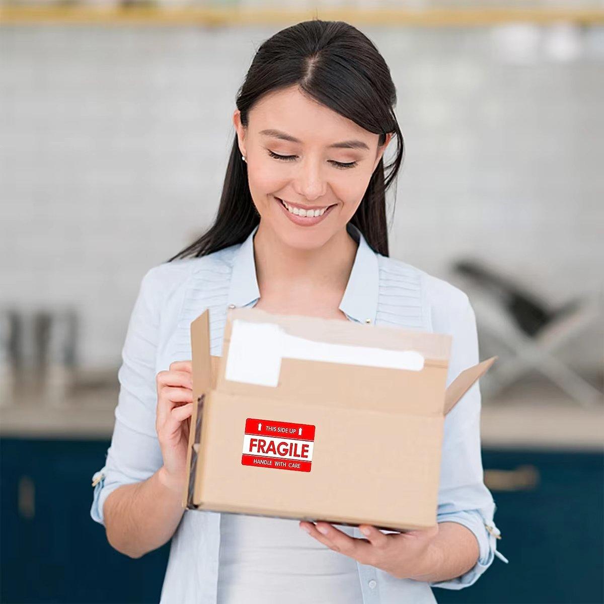 500pcs Fragile Stickers Careful Warning Labels for Packaging Protection V528-WARNING-STICKER-782779