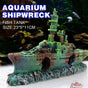 Aquarium Shipwreck Ship Fish Tank Resin Sunken Ship Fishing Hiding Pot Decor V528-WARSHIPSCENERY-221804