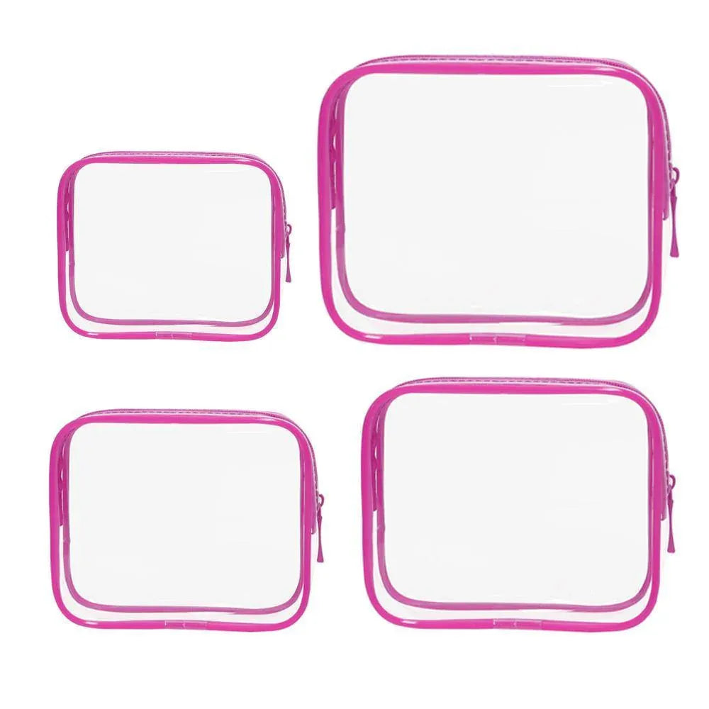 4pcs Durable PVC Cosmetic Bags Easy to Clean Multiple Sizes and Colours 9 Shades - 4pcs-Barbie-Pink V528-WASH-BAG-4PCS-BARBIE-PINK-718542