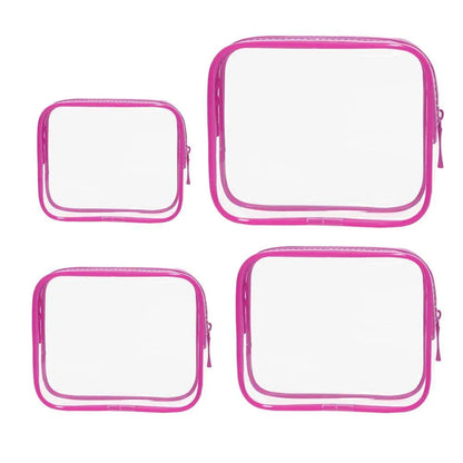 4pcs Durable PVC Cosmetic Bags Easy to Clean Multiple Sizes and Colours 9 Shades - 4pcs-Barbie-Pink V528-WASH-BAG-4PCS-BARBIE-PINK-718542