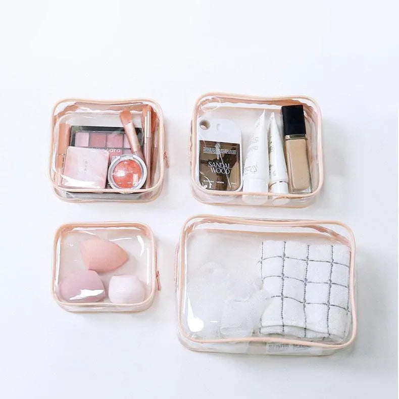4pcs Durable PVC Cosmetic Bags Easy to Clean Multiple Sizes and Colours 9 Shades - 4pcs-Barbie-Pink V528-WASH-BAG-4PCS-BARBIE-PINK-718542