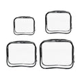 4pcs Durable PVC Cosmetic Bags Easy to Clean Multiple Sizes and Colours 9 Shades - 4pcs-Black V528-WASH-BAG-4PCS-BLACK-726052