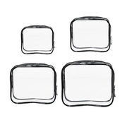 4pcs Durable PVC Cosmetic Bags Easy to Clean Multiple Sizes and Colours 9 Shades - 4pcs-Black V528-WASH-BAG-4PCS-BLACK-726052