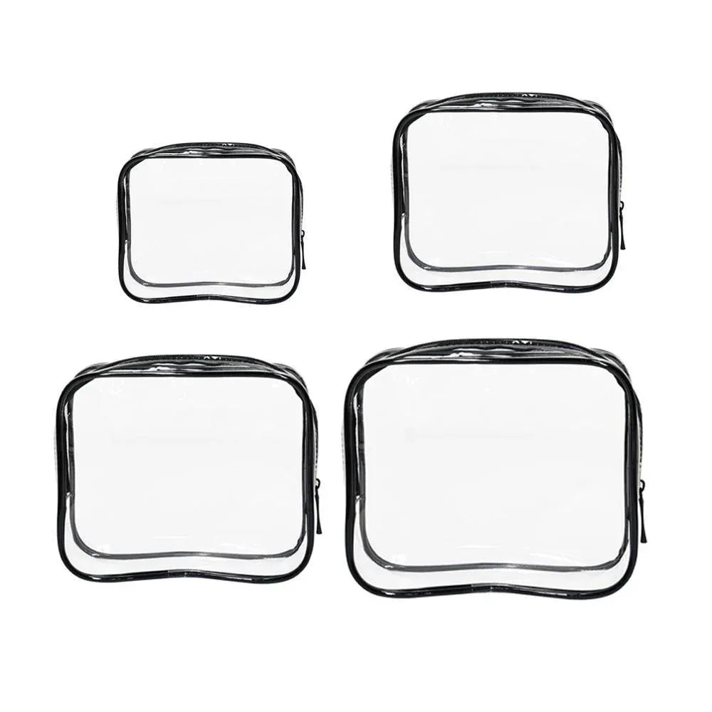 4pcs Durable PVC Cosmetic Bags Easy to Clean Multiple Sizes and Colours 9 Shades - 4pcs-Black V528-WASH-BAG-4PCS-BLACK-726052