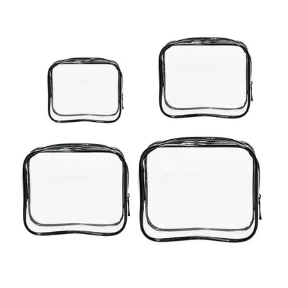 4pcs Durable PVC Cosmetic Bags Easy to Clean Multiple Sizes and Colours 9 Shades - 4pcs-Black V528-WASH-BAG-4PCS-BLACK-726052