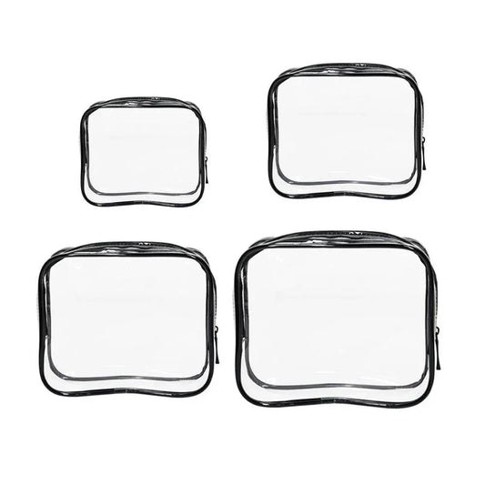 4pcs Durable PVC Cosmetic Bags Easy to Clean Multiple Sizes and Colours 9 Shades - 4pcs-Black V528-WASH-BAG-4PCS-BLACK-726052