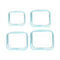 4pcs Durable PVC Cosmetic Bags Easy to Clean Multiple Sizes and Colours 9 Shades - 4pcs-Blue V528-WASH-BAG-4PCS-BLUE-637951