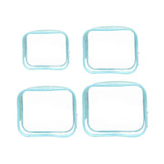 4pcs Durable PVC Cosmetic Bags Easy to Clean Multiple Sizes and Colours 9 Shades - 4pcs-Blue V528-WASH-BAG-4PCS-BLUE-637951