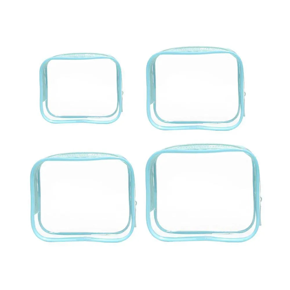 4pcs Durable PVC Cosmetic Bags Easy to Clean Multiple Sizes and Colours 9 Shades - 4pcs-Blue V528-WASH-BAG-4PCS-BLUE-637951