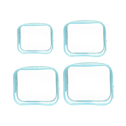 4pcs Durable PVC Cosmetic Bags Easy to Clean Multiple Sizes and Colours 9 Shades - 4pcs-Blue V528-WASH-BAG-4PCS-BLUE-637951