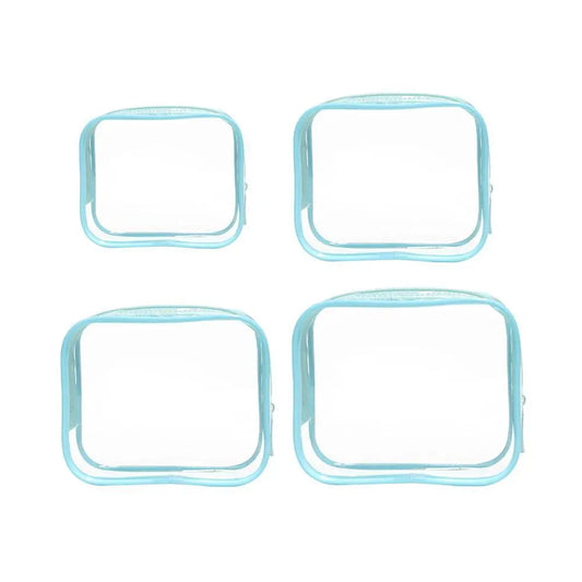 4pcs Durable PVC Cosmetic Bags Easy to Clean Multiple Sizes and Colours 9 Shades - 4pcs-Blue V528-WASH-BAG-4PCS-BLUE-637951