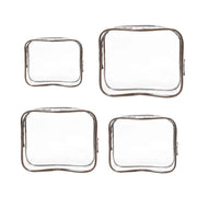 4pcs Durable PVC Cosmetic Bags Easy to Clean Multiple Sizes and Colours 9 Shades - 4pcs-Coffee V528-WASH-BAG-4PCS-COFFEE-773304