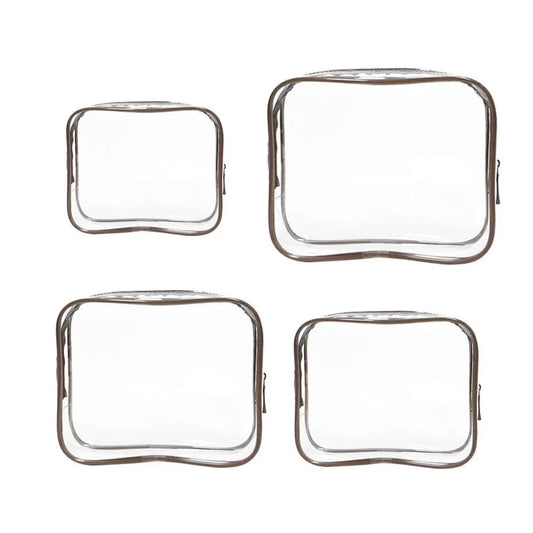 4pcs Durable PVC Cosmetic Bags Easy to Clean Multiple Sizes and Colours 9 Shades - 4pcs-Coffee V528-WASH-BAG-4PCS-COFFEE-773304