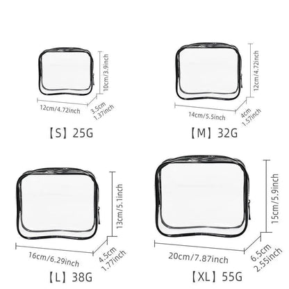 4pcs Durable PVC Cosmetic Bags Easy to Clean Multiple Sizes and Colours 9 Shades - 4pcs-Coffee V528-WASH-BAG-4PCS-COFFEE-773304