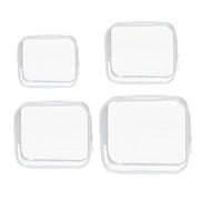 4pcs Durable PVC Cosmetic Bags Easy to Clean Multiple Sizes and Colours 9 Shades - 4pcs-White V528-WASH-BAG-4PCS-WHITE-464050