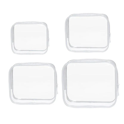 4pcs Durable PVC Cosmetic Bags Easy to Clean Multiple Sizes and Colours 9 Shades - 4pcs-White V528-WASH-BAG-4PCS-WHITE-464050