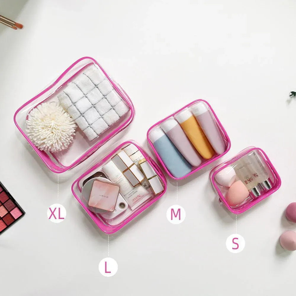4pcs Durable PVC Cosmetic Bags Easy to Clean Multiple Sizes and Colours 9 Shades - 4pcs-White V528-WASH-BAG-4PCS-WHITE-464050