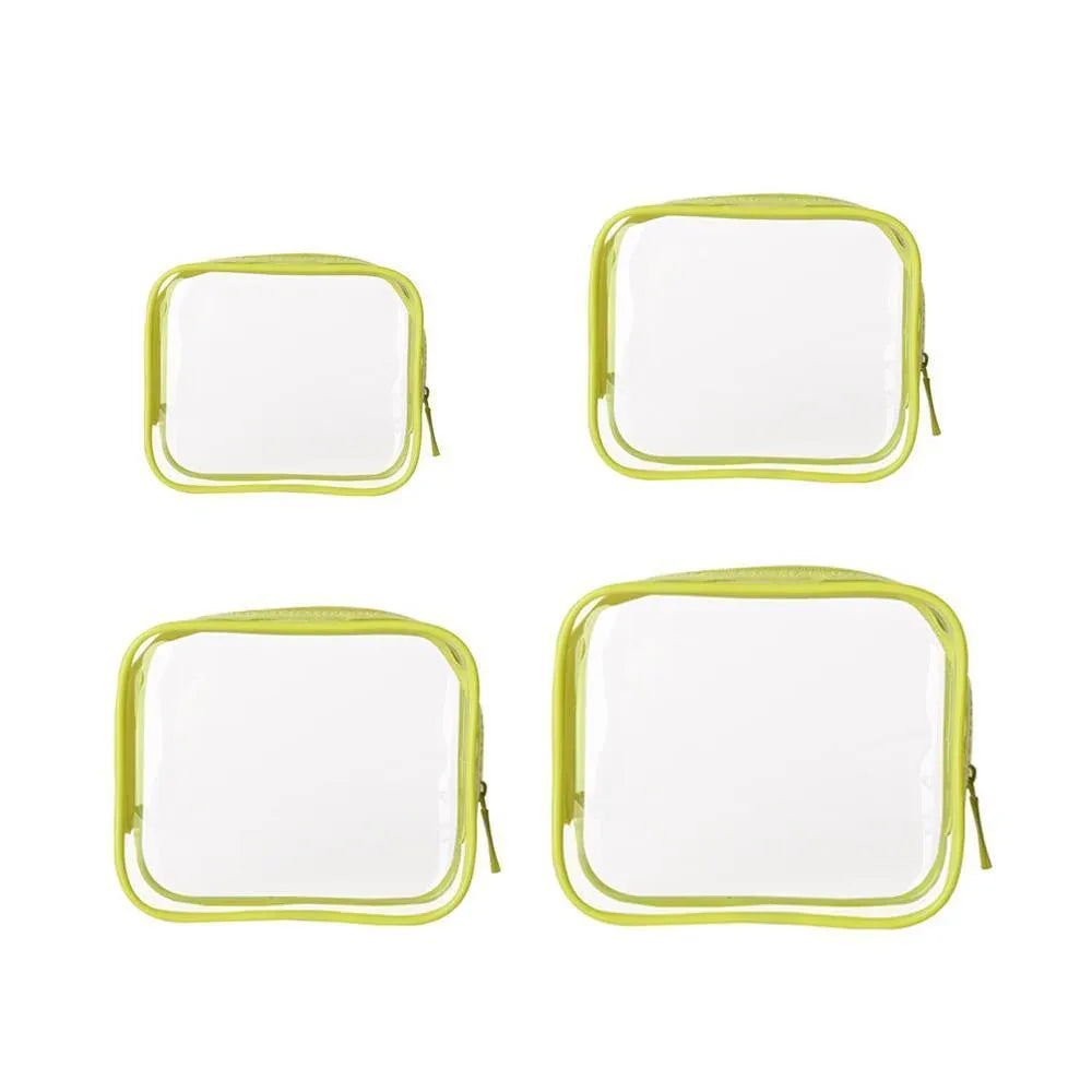 4pcs Durable PVC Cosmetic Bags Easy to Clean Multiple Sizes and Colours 9 Shades - 4pcs-Yellow V528-WASH-BAG-4PCS-YELLOW-799139
