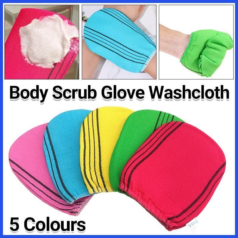 Fiber Cleaner Bath Glove Exfoliating Towel Body Rub Shower Scrub Glove Washcloth - Blue V528-WASHCLOTH-BLUE-418526