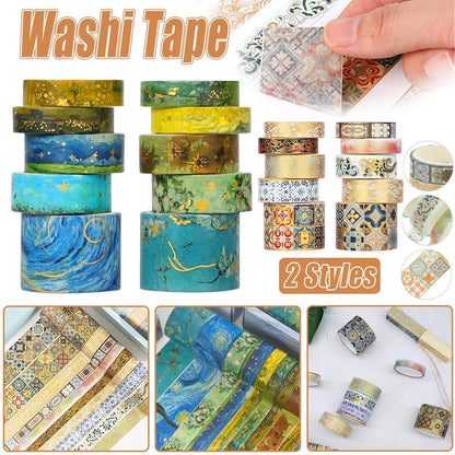 Gold Foil Washi Tape Set Decorative Craft Tape for Gift Wrapping Scrapbooking - JXHG V528-WASHI-TAPE-JXHG-903049
