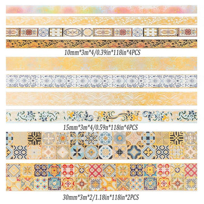 Gold Foil Washi Tape Set Decorative Craft Tape for Gift Wrapping Scrapbooking - JXHG V528-WASHI-TAPE-JXHG-903049