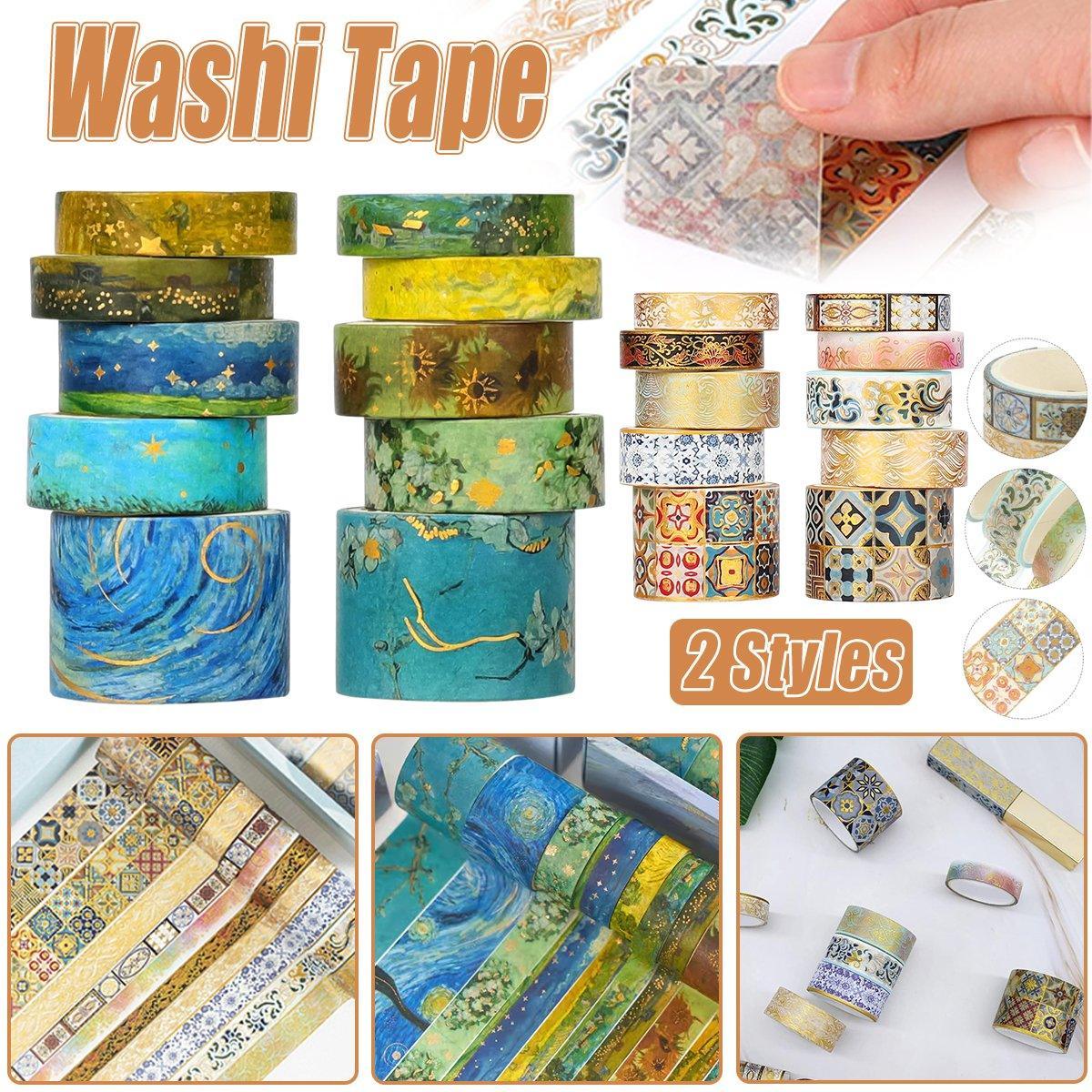 Gold Foil Washi Tape Set Decorative Craft Tape for Gift Wrapping Scrapbooking - YSSCJ V528-WASHI-TAPE-YSSCJ-630345
