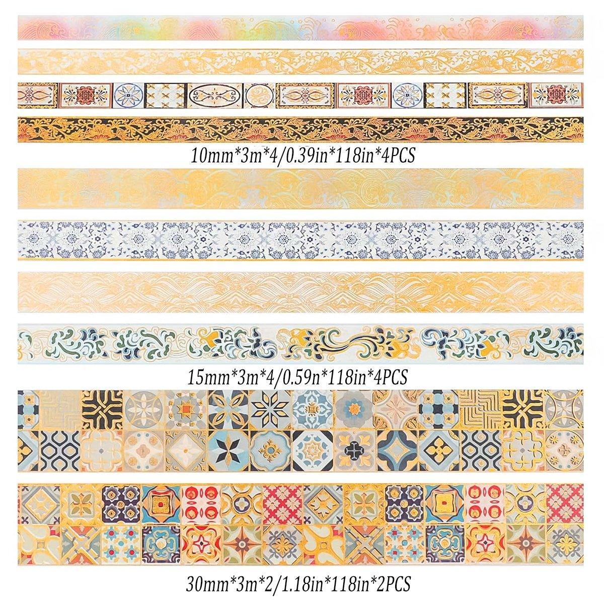 Gold Foil Washi Tape Set Decorative Craft Tape for Gift Wrapping Scrapbooking - YSSCJ V528-WASHI-TAPE-YSSCJ-630345