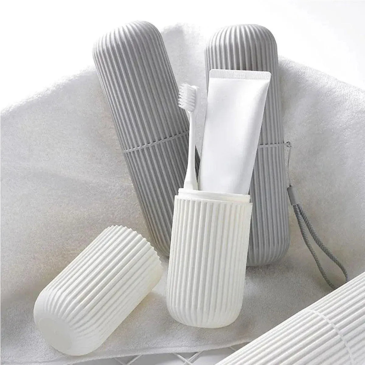 Travel Toothbrush and Toothpaste Holder Portable Bathroom Storage Box Case Cover - Grey V528-WASHING-CUP-GREY-992171