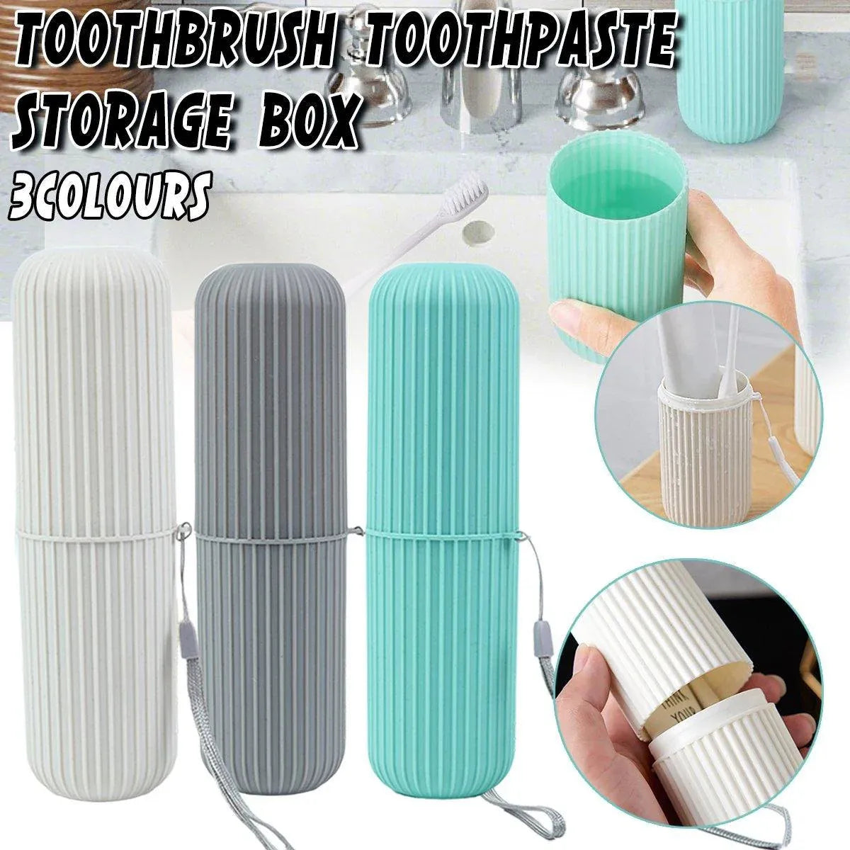 Travel Toothbrush and Toothpaste Holder Portable Bathroom Storage Box Case Cover - Green V528-WASHING-CUP-GRREN-576373