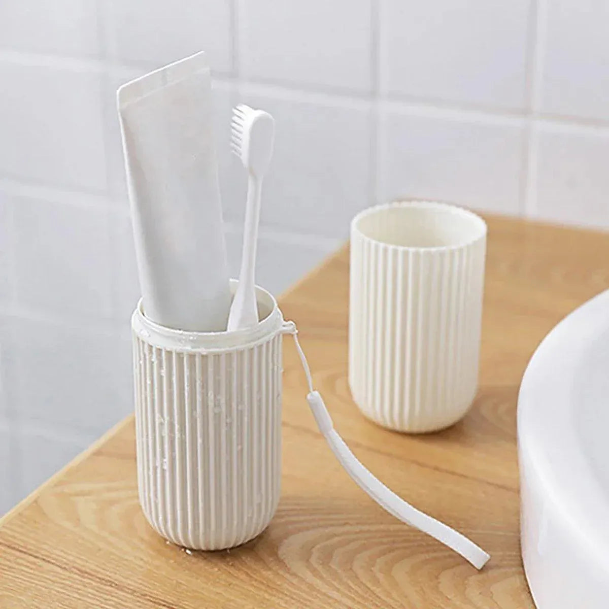 Travel Toothbrush and Toothpaste Holder Portable Bathroom Storage Box Case Cover - Green V528-WASHING-CUP-GRREN-576373