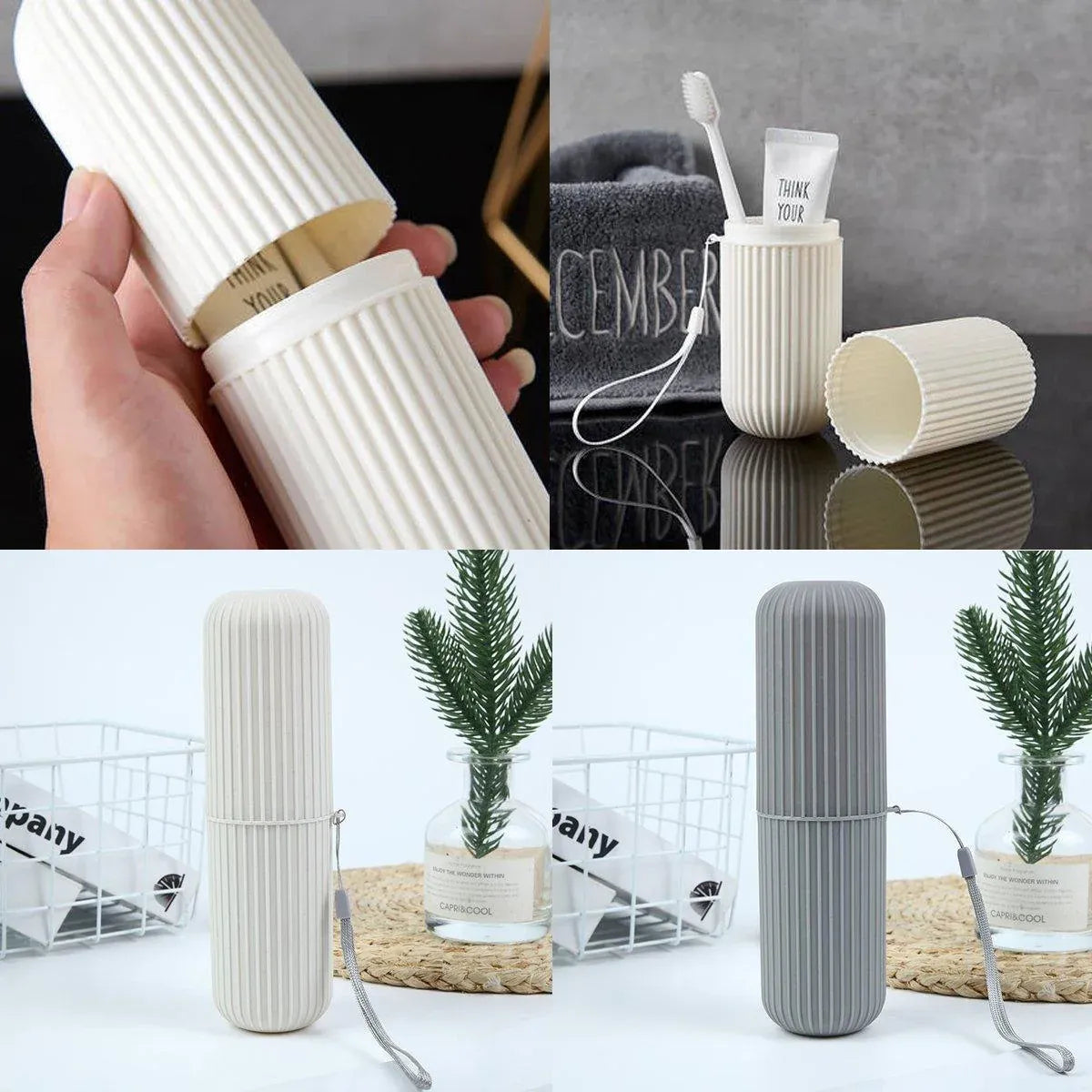 Travel Toothbrush and Toothpaste Holder Portable Bathroom Storage Box Case Cover - Green V528-WASHING-CUP-GRREN-576373