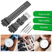 16mm TPU Watch Strap Compatible with G Series GA100 G8900 GW8900 with Tool Pins - Black V528-WATCHSTRAP-613856