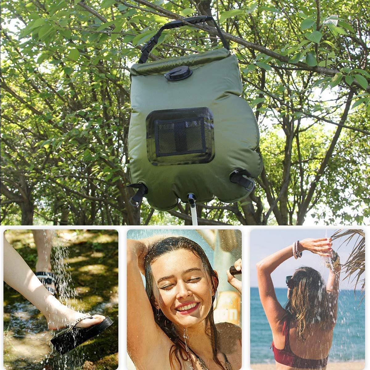20L Camp Shower Bag Solar Heat Water Pipe Portable Camping Hiking Travel Outdoor V528-WATER-BAG-20L-GREEN-221684