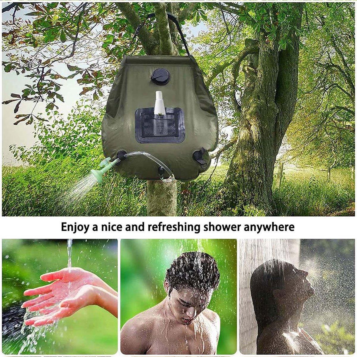 20L Camp Shower Bag Solar Heat Water Pipe Portable Camping Hiking Travel Outdoor V528-WATER-BAG-20L-GREEN-221684