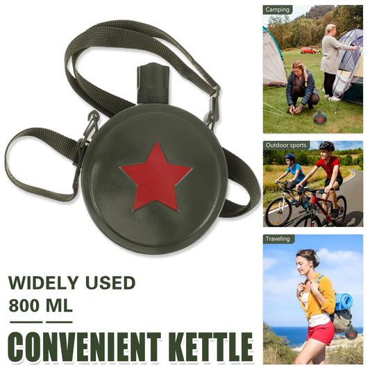 Outdoor Red Five Star Water Bottle Portable Camping Hiking Travel Water Bottle V528-WATER-BOTTLE-JUNLV-800-567679