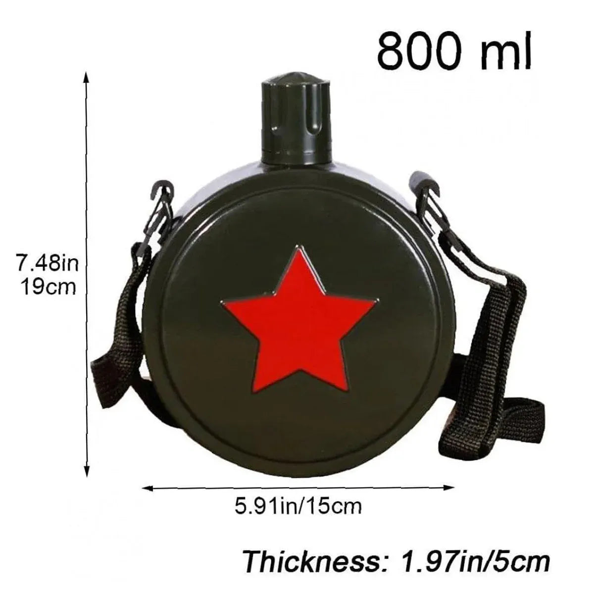 Outdoor Red Five Star Water Bottle Portable Camping Hiking Travel Water Bottle V528-WATER-BOTTLE-JUNLV-800-567679