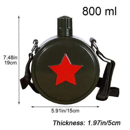 Outdoor Red Five Star Water Bottle Portable Camping Hiking Travel Water Bottle V528-WATER-BOTTLE-JUNLV-800-567679