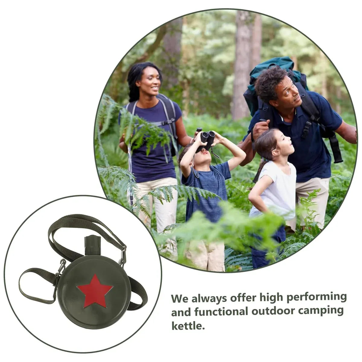 Outdoor Red Five Star Water Bottle Portable Camping Hiking Travel Water Bottle V528-WATER-BOTTLE-JUNLV-800-567679