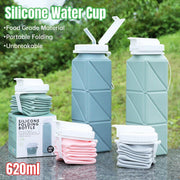 620ml Silicone Folding Water Bottle Food Grade Outdoor Sports Kettle High Temp - Blue V528-WATER-CUP-BLUE-218143