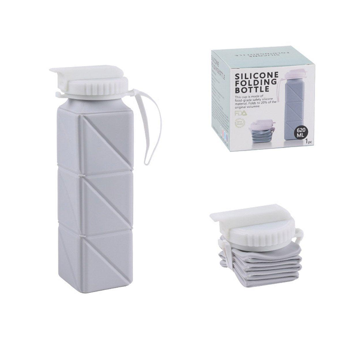620ml Silicone Folding Water Bottle Food Grade Outdoor Sports Kettle High Temp - Blue V528-WATER-CUP-BLUE-218143