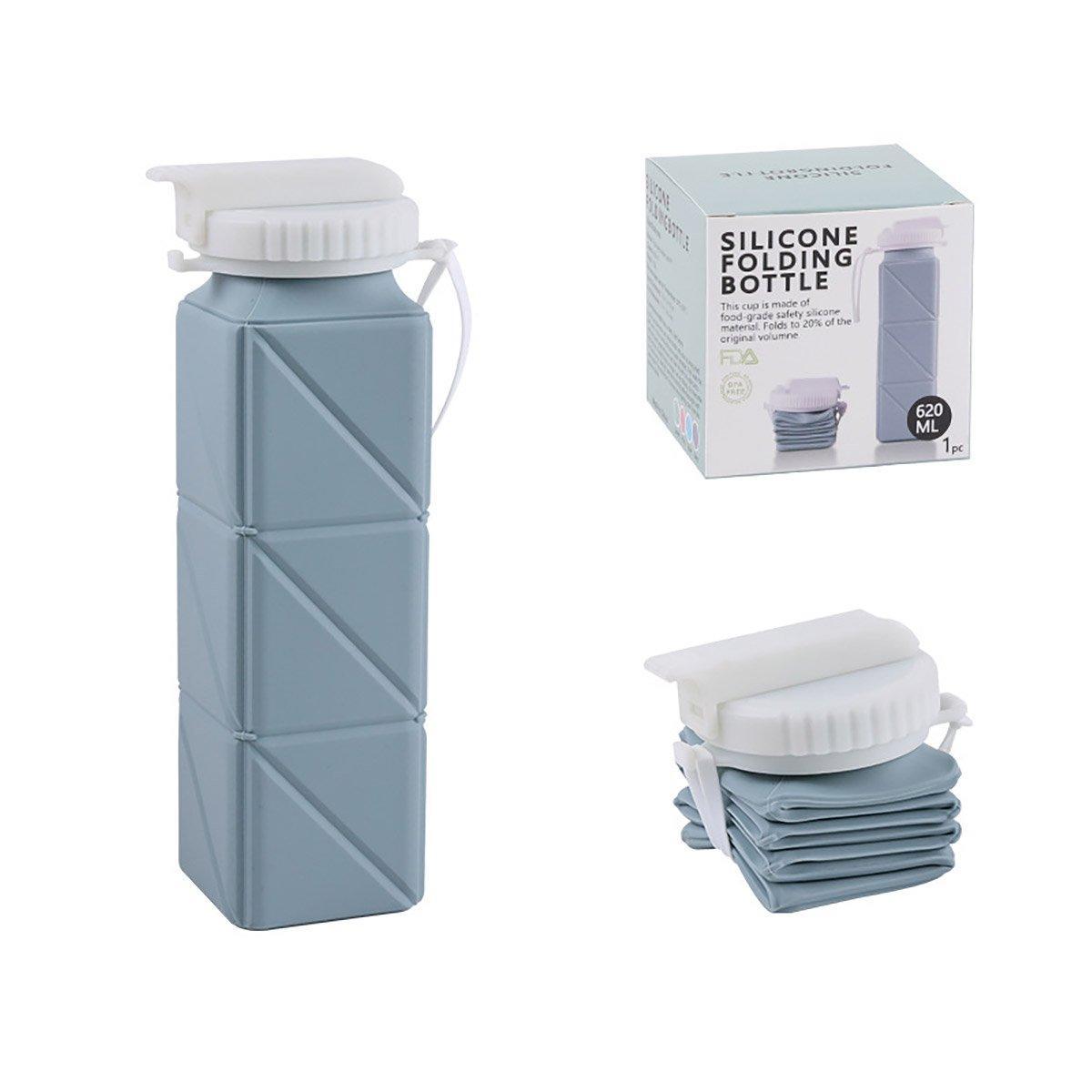 620ml Silicone Folding Water Bottle Food Grade Outdoor Sports Kettle High Temp - Blue V528-WATER-CUP-BLUE-218143