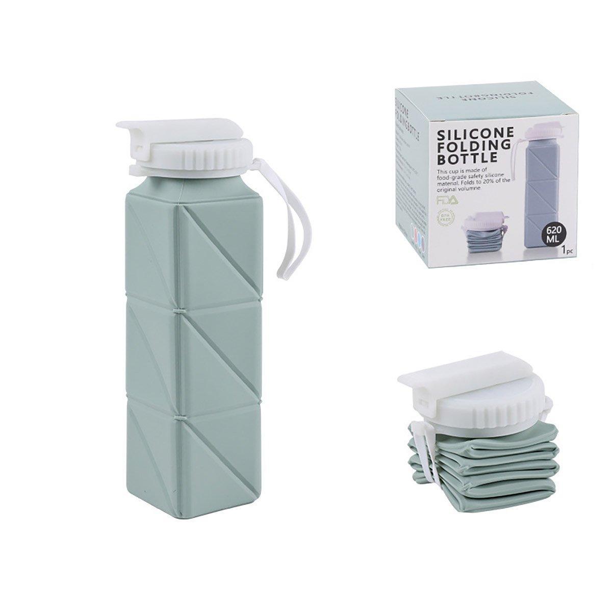 620ml Silicone Folding Water Bottle Food Grade Outdoor Sports Kettle High Temp - Blue V528-WATER-CUP-BLUE-218143
