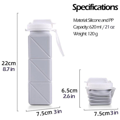620ml Silicone Folding Water Bottle Food Grade Outdoor Sports Kettle High Temp - Green V528-WATER-CUP-GREEN-611861